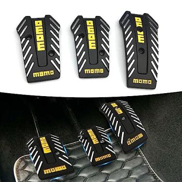 Imagem de QODOLSI Pack-3 Pastilhas de pedal de carro, capa de freio de transmissão manual universal, conjunto de capa de pedal de acelerador de engrenagem manual, pedal de freio de embreagem (preto)