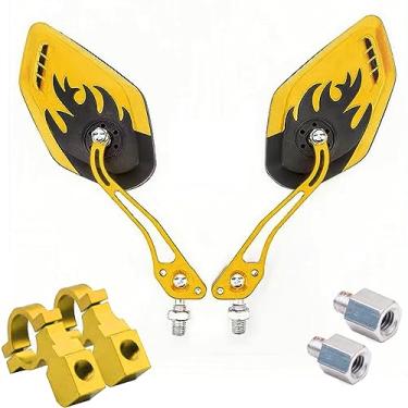 Imagem de Nakazawa Espelhos de bicicleta para guidão pacote com 2, espelhos de bicicleta para bicicleta elétrica, aumentam a segurança com espelhos de bicicleta para guidão, espelhos de bicicleta ideais para guidão (amarelo)