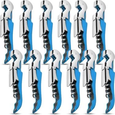 Imagem de cssopenss 12 peças chave de vinho abridor de vinho saca-rolhas profissional garçom abridor de garrafa de aço inoxidável chave de corte de folha serrilhada dobrável para família, festa da empresa,