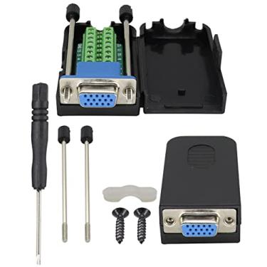 Imagem de AAOTOKK Parafuso VGA adaptador D-SUB DB15 VGA fêmea para conector de placa de breakout terminal fêmea de 15 pinos/vias DB15 3 fileiras VGA adaptador de terminal com capa e parafuso (2 peças/fêmea)