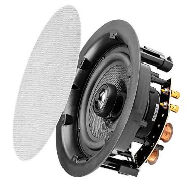 Imagem de OSD Audio Par de alto-falantes de teto de 16,5 cm 150 W, grade magnética aparada, tweeter giratório, grade pintável ACE640