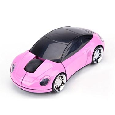 Imagem de Mouse óptico sem fio para jogos USB Leeko de 2,4 GHz em forma de carro 3D com receptor para PC Laptop, rosa