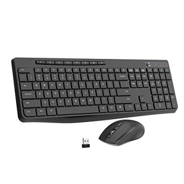 Imagem de Combo de teclado e mouse sem fio, mouse ergonômico EarlyLit de 2,4 G, mouse e teclado USB sem fio ajustáveis de 3 DPI, 12 teclas de atalho e clique silencioso para computador/laptop/Windows/Mac