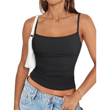 Imagem de Trendy Queen Camiseta regata feminina de verão sem mangas, Preto, P