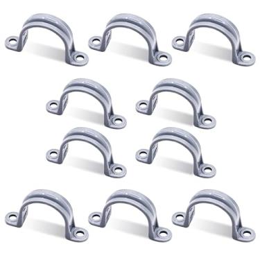 Imagem de Wocloer Tiras de tubo de PVC de 3,5 cm, correia de conduíte de 2 furos, acessórios de fixação de conduíte elétrico apertado líquido (pacote com 10)