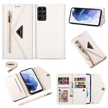 Imagem de Furiet Capa carteira para Samsung Galaxy S23 Ultra 5G couro flip zíper bolsa bolsa com suporte para cartão de crédito alça de ombro alça de pulso capa para telefone para S23Ultra 23S S 23 23Ultra 17.3