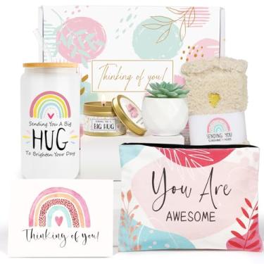 Imagem de Cesta de presente feminina Get Well Soon - Sinta-se melhor após a cirurgia, enviando abraço, pensando em você, presente de incentivo para ela, amiga doente