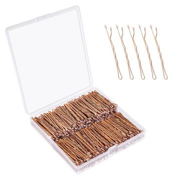Imagem de DF DUALFERV Bobby Pins, 360 peças Bobby Pins ouro rosa, 2 polegadas Premium Bobby Pin, prendedores de fixação segura com caixa de loja, grampos de cabelo para crianças, meninas e mulheres