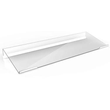 Imagem de Richboom Suporte de teclado de computador inclinado de acrílico transparente para digitação ergonômica fácil, versão atualizada, suporte de teclado com capa antiderrapante de silicone para mesa de