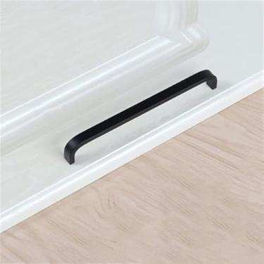 Imagem de Puxador de guarda-roupa 64mm/96mm/128mm/160mm/192mm, espaço sólido/oco, alça de alumínio, móveis de cozinha, puxador de gaveta, preto 160mm