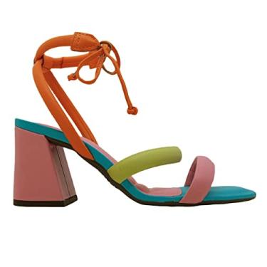 Imagem de Sandália Salto Bloco Feminina Dakota Torvy Com Amarração Multicolorida 9450 9451