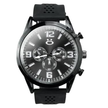 Imagem de Relógio Masculino Analógico Preto Maquina em Acetato Super Leve com Pulseira Silicone e Placa Inox Folheada Gravação "Oração do Pai Nosso" Laser Presente Homem Moda Moderno Estilo