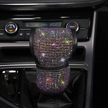 Imagem de QINU Capa Bling Bling Auto Shift Gear Cover, Lustre Crystal Car Knob Gear Stick Protector Diamond Car Decor Acessórios para Mulheres (Colorido - Capa de Câmbio de Velocidade)