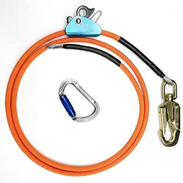 Imagem de Kit Flipline, kit de escalada de núcleo de fio de aço, arnês de escalada, cordão de árvore ajustável com mosquetão, garra de corda, encaixe giratório de aço, para proteção contra quedas, arborista,