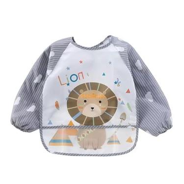 Imagem de Babador Manga Longa Impermeável Cata Migalhas Animais Blw - Leão Da Selva