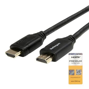 Imagem de StarTech. Cabo HDMI 2.0 com certificado premium de 1 m com Ethernet – Cabo HDMI de alta velocidade Ultra HD 4K 60Hz HDR10 – Cabo HDMI (conectores macho/macho) – para monitores UHD, monitores (HDMM1MP), preto