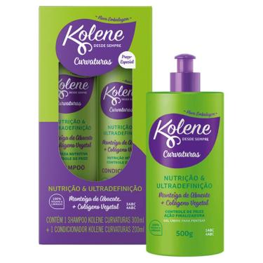 Imagem de Kit Kolene Curvaturas Shampoo e Condicionador + Gel Creme para Pentear 500g