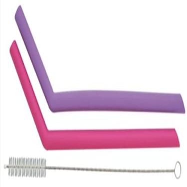 Imagem de KaBaby Kit 2 Canudos De Silicone C/Limpador Rosa Kababy Rosa