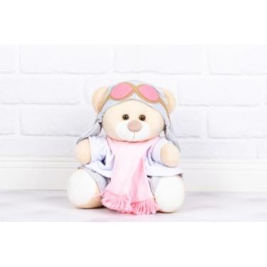 Imagem de Urso de Pelúcia Aviador Classico Tedde 22 cm (BRANCO CINZA E ROSA)