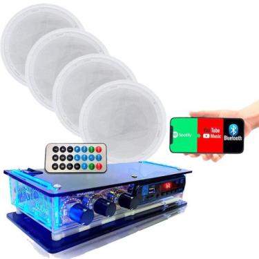 Imagem de Receiver rcbt 40w + 04 arandelas slim redondas brancas - ORION