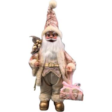 Imagem de Papai Noel Musical Rosa/Gold Decoração Natal 40Cm - Zona Livre