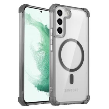 Imagem de Capa protetora à prova de choque Compatible with Samsung Galaxy S22 Plus Magnetic Case Crystal Clear,[Not Yellowing][Raised Camera Frame] Shockproof Slim Megnetic Phone Bumper Cover for Samsung Galaxy