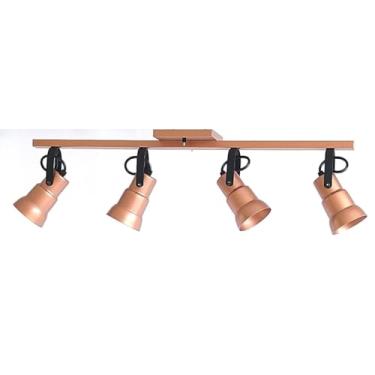 Imagem de Luminária Spot de Trilho com 4 Lâmpadas - 66x19 - Direcionáveis Alumínio E27 Luminária Spot (COBRE COM PRETO)