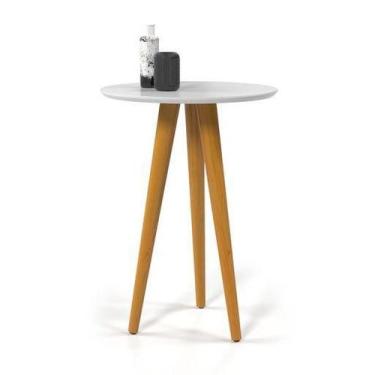 Imagem de Mesa Lateral Retrô Pés Palitos Em Madeira Maciça 4601 - Branco - OFERT