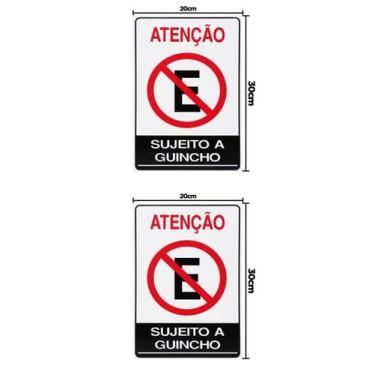 Imagem de KIT 2 PlacaS DE Sinalização 30x20 Atenção Sujeito a Guincho - JA