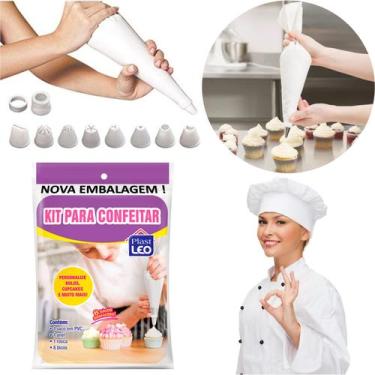 Imagem de Decorar Bolo Cup Cake Torta Bisnaga Com 8 Bicos Confeitar - Plast-Leo