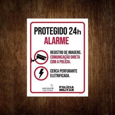 Imagem de Placa De Segurança - Protegido 24H Alarme Polícia (36X46) - Sinalizo