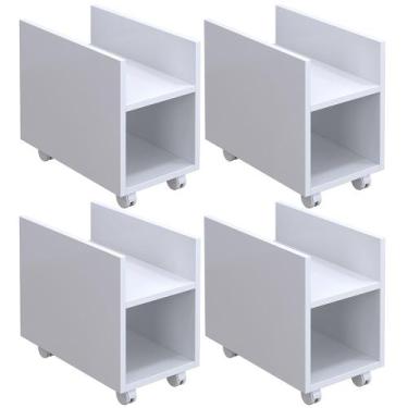 Imagem de Kit 04 Suportes Para Cpu E Nobreak Com Rodízios Guide L03 Branco - Lya