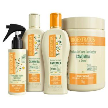 Imagem de Kit Camomila 1 Shamp 1 Cond 250ml 1 Final 100ml 1 Banho 1kg Bio Extrat