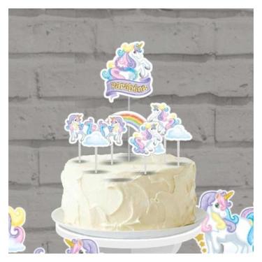 Imagem de Topo de Bolo Unicórnio Para Festa de Aniversário Infantil - Piffer