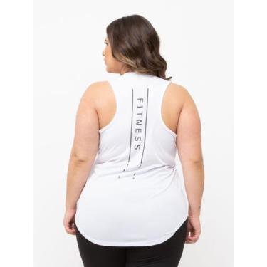 Imagem de Regata Feminina Estampada Plus Size Dry Fit - Fix, Branco, G2