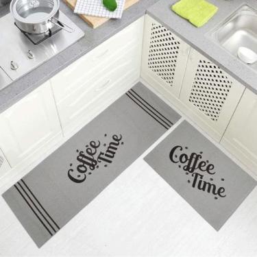 Imagem de Jogo Tapete Cozinha Areia Algodão Antiderrapante 3 Peças Coffee - FAST