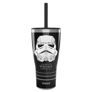 Imagem de Tervis Copo térmico Traveler Star Wars Vader Trooper de parede tripla mantém as bebidas frias e quentes, 850 g - com tampa de palha, aço inoxidável