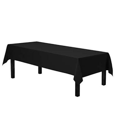 Imagem de Gee Di Moda Toalha de mesa retangular – Toalha de mesa preta de 152 x 250 cm para mesa retangular de 1,8 m – Tecido lavável resistente – para mesa de buffet de 1,8 m, festa de férias, jantar,