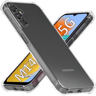 Imagem de USTIYA Capa para Samsung Galaxy M14 5G Uso Resistente, Bumper Absorção Choques em TPU Transparente Protector Câmera Espessamento nas Quatro Pontas da Carcasa