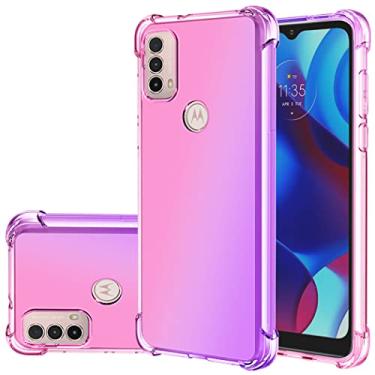 Imagem de Gufuwo Capa para Moto E20/Moto E30/Moto E40 XT2155 linda capa para meninas e mulheres, capa protetora de TPU macio antiarranhões gradiente à prova de choque para Motorola Moto E20 (rosa)