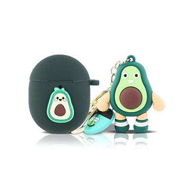 Imagem de Capa para fones de ouvido Google Pixel Buds Pro, capa protetora de silicone com botões de pixel Pro da BGAANM, capa protetora com boneca e chaveiro – pele bonita projetada (abacates)