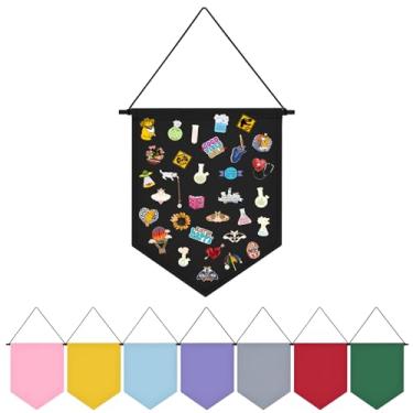 Imagem de Fnaobai Organizador de broche para pendurar na parede, quadro de armazenamento, colorido, esmaltado, crachá, faixa de exibição de tela, brincos, estojo de coleção 32 x 25 cm (não inclui nenhum