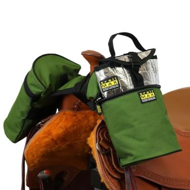 Imagem de TrailMax Bolsas médias de cavalo para sua sela ocidental; bolsas isoladas para cavalos; bolsa de sela para câmera ou celular; segura com alças; serve para selas ocidentais/resistentes, verde-oliva