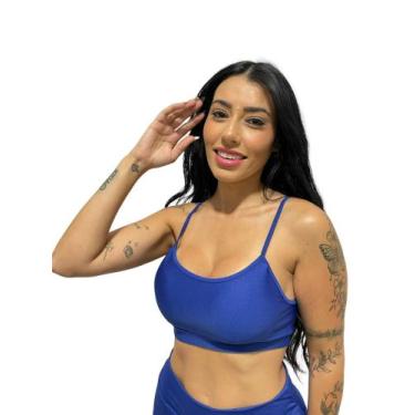 Imagem de top alça fina com forro sem bojo academia fitness - TB modas, Bic, GG