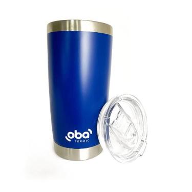 Imagem de Copo Térmico com Tampa 591ml  aço inoxidável Oba Térmic Azul