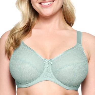 Imagem de Glamorise Sutiã feminino Plus Size Lace Comfort Wonderwire com aro #9855, Jade, 34C