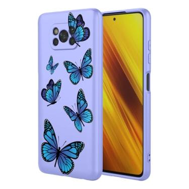 Imagem de HTXWXJC Capa para Xiaomi Poco X3 NFC, capa para Xiaomi Poco X3 Pro, capa para Xiaomi Poco X3, capa macia de TPU flexível à prova de choque com padrão de borboleta para Xiaomi Poco X3 Pro borboleta
