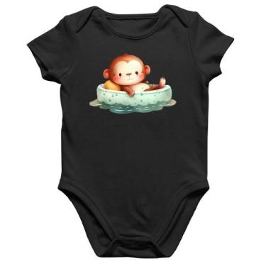 Imagem de Body Bebê Algodão Ursinho Bebê Na Piscina  - Foca na Moda, Preto, M