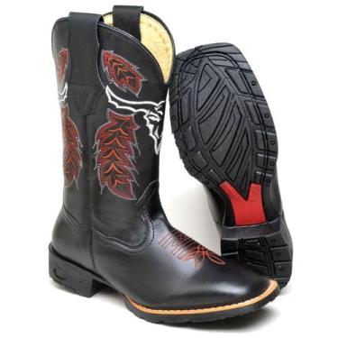 Imagem de Bota Botina Texana Masculino Bico Quadrado Couro Legitima Country - Da