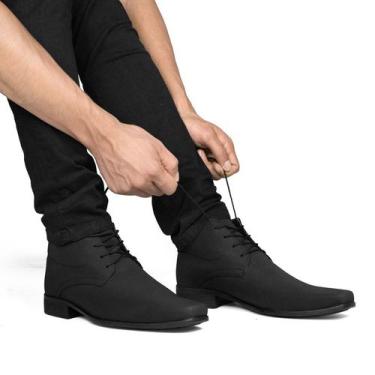 Imagem de Bota Social Masculina Cano Baixo em Nobuck  Acabamento Moderno Dêgrade